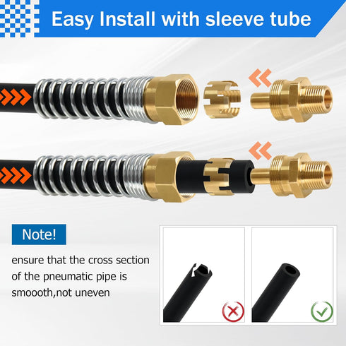 Brass DOT Air Brake Hose End Fitting Sleeve Tube, Sleeve Tube for Hose End Connector, 3/8” Air Brake Hose End Fitting Repair Tube (Pack of 10)...