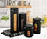 Glass Canister Set of 4 for Sugar, Matte Black Kitchen Counter Decor and Accessories...