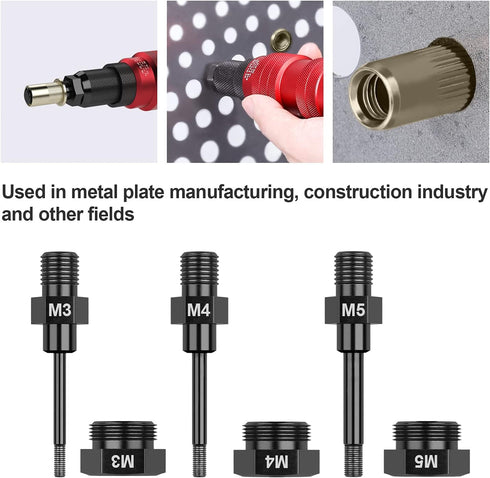Beaspire 3 PCS Cordless Drill Electric Rivet Gun's M3?M4?M5 Mandrels...