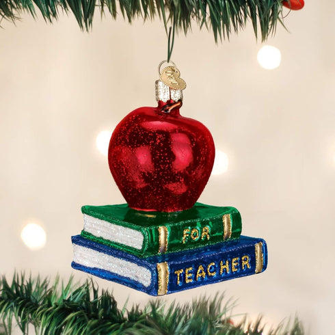 Old World Christmas Teacher Gifts Glass Blown Ornaments for Christmas Tree Apple...