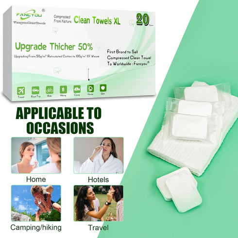 Large Compressed Towels,Ultra Soft Disposable Face Towel, Thicken Magic Mini Towel Portable Cotton Coin Tissue for Travel,Camping,Hiking,Sport, Ho...