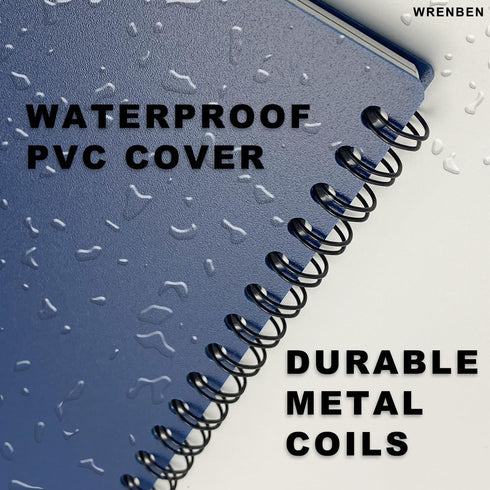 2PCS Waterproof Spiral Notebooks with Stone Paper and PVC Cover, Graph Pattern Weatherproof Notepad 100 Pages, Medium Size All-Weather Steno Pads ...
