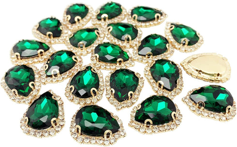 20pcs Teardrop Flatback Rhinestone Sew on Glass Crystal Buttons Charms Embellishments for Jewelry Clothes Shoes Decoration Headband Belt Dress Wed...