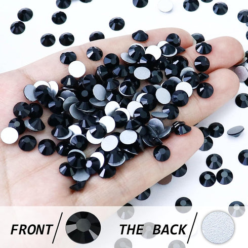 1440PCS SS4 Black Flatback Rhinestones, Round Glass Crystal Gems for Nail Art and Craft Clothes, Glue Fix Diamond Stones (1.5-1.7mm)...