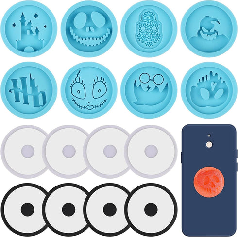 Lanstics 18-Piece Halloween Grip Molds - Ghosts, Monsters Pattern, Epoxy Resin, Silicone Top, Phone Holder, Stand Molds for DIY Crafts...