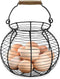Flexzion Chicken Egg Basket Wire Egg Holder with Wooden Handles for Egg, Fruits, Vegetables Storage, Display Metal Mesh, Basket Holder Countertop ...