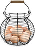Flexzion Chicken Egg Basket Wire Egg Holder with Wooden Handles for Egg, Fruits, Vegetables Storage, Display Metal Mesh, Basket Holder Countertop ...