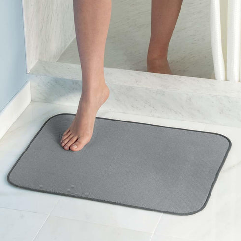 InterDesign iDry Microfiber Shower and Bath Mat for Bathroom Floor - Large, Pewter...