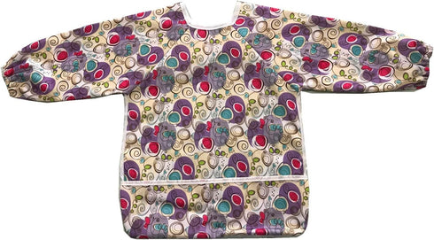MUMBABY Baby Bib Sleeved Shirt with Pocket 1-3 Years Old Toddler Smock, Waterproof and Washable (Swirl Purples)...