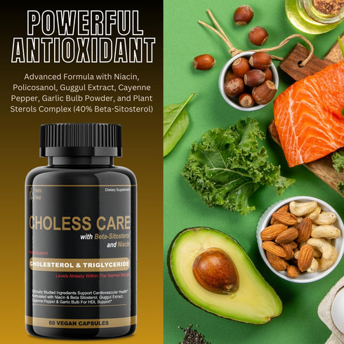 Cholesterol Supplement - Triglycerides Support Capsules w. Organic, Odorless Garlic, Cayenne Pepper, Plant Sterols to Support Normal HDL and LDL C...
