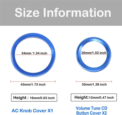 HiSport AC Climate Control Knob Cover Air Conditioner CD Switch Button Knob Compatible with Challenger Dodge Charger Chrysler 3Pcs Blue......