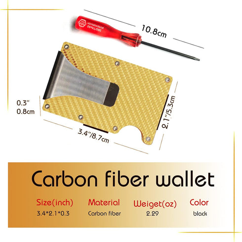 Carbon Fiber Wallet,RFID blocking anti-theft card ultra thin cash credit holder black,metal money clip lightweight high classic portable durable...