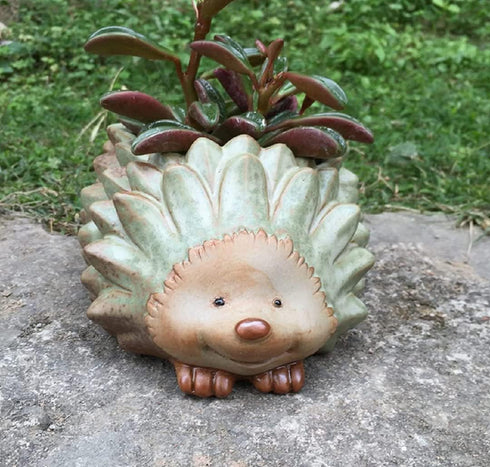 Cute Hedgehog shaped Vase Pot Home Decoration for small Succulent Plants Cartoon Flower Pot Hedgehog Succulent planter with drainage hole succulen...
