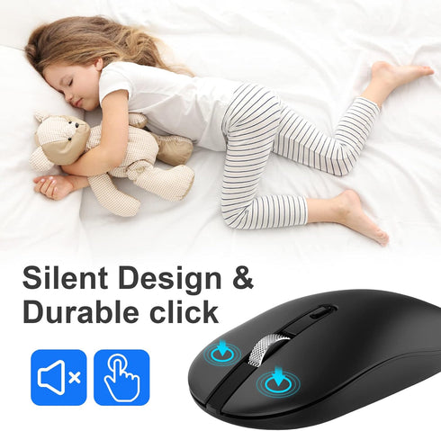 cimetech Bluetooth Mouse for Laptop, Slim Silent Wireless Mouse, Portable Computer Mice with USB Receiver, Metal Scroll Wheel for Laptop, Notebook...