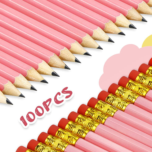 100 Pack Half Pencils with Eraser, Pre-Sharpened Golf pencils 4 Inch Mini Pencils 2 HB Hexagon Small Pencils Short Pencils for Wedding, Baby Showe...