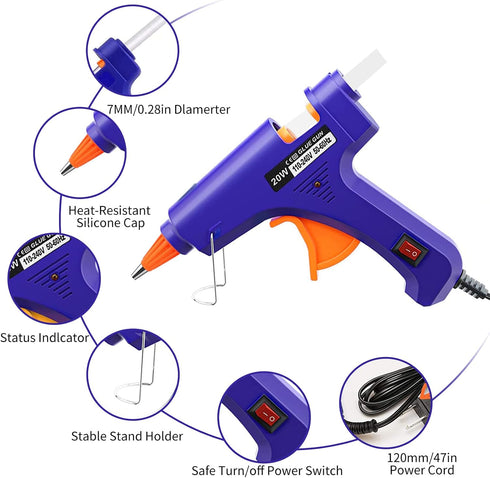 Hot Glue Gun Kit: Mini Hot Glue Guns Kit with 20 Sticks Melt Glue Gun Craft for Kids School DIY Arts Home Quick Repairs (2 Pack)...
