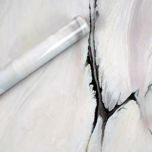 White Marble Wallpaper Peel and Stick 16"×78.7" Granite Modern Contact Paper Texture White with Black Glossy Removable Waterproof Self Adhesive Vi...