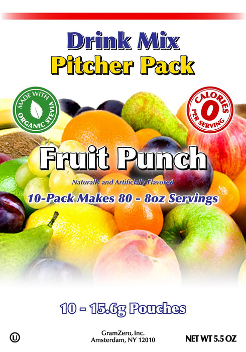 GramZero Fruit Punch, Sugar Free Drink Mix, Pitcher Pack, Great For Nutrition Club Loaded Tea, Zero Calorie, Stevia Sweetened...
