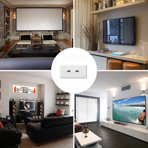 Halokny USB 3.0 Wall Plate,2 Port USB 3.0 Keystone Jack. USB 3.0 Female to Female Keystone.for Charging and Data Transfer, White(2Port USB 3.0)...