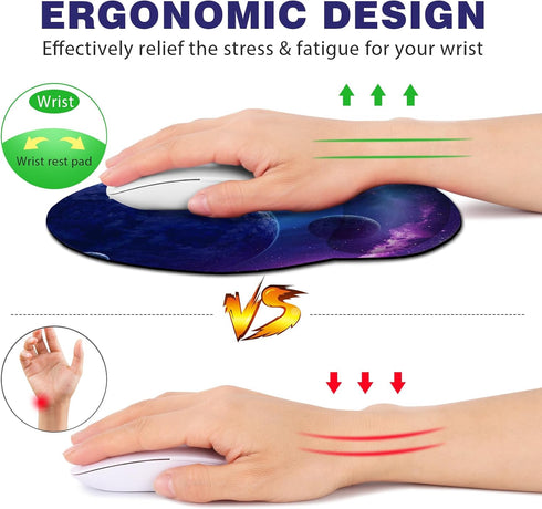DINKY Ergonomic Mouse Pads, Cute Mouse Pad with Wrist Rest Support Gel, Non-Slip PU Base Mouse Mat with Memory Foam for Home, Office and Gaming, E...