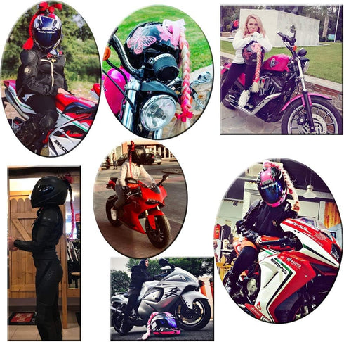 Helmet Pigtails Gradient Ramp Helmet Braids Ponytail Helmet Hair with Suction Cup for Motor Bike 1PCS 24inch (Helmet not Included)...