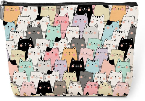 Cute Cat Makeup Bag Cat Gifts Cat Lover Gifts for Women Cat Stuff Decor Kawaii Cat Christmas Birthday Gifts for Women Animal Pet Owner Girl Daught...