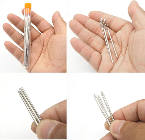 Generic 20 PCS Large-Eye Blunt Needles Safe Sewing Needles Stainless Steel Yarn Knitting Needles Weaving Leather Needle Not Hurt Hands Handmade Cr...