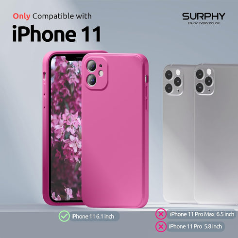 SURPHY Square Design for iPhone 11 Case with Camera Protection, Straight Edge Slim Design, Liquid Silicone Phone Case for iPhone 11 6.1 inches, Ho...