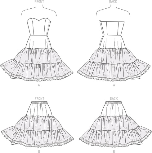 Simplicity Misses' Full Slip and Petticoat Packet, Code 9293 Sewing Pattern, Sizes 14-22, White...
