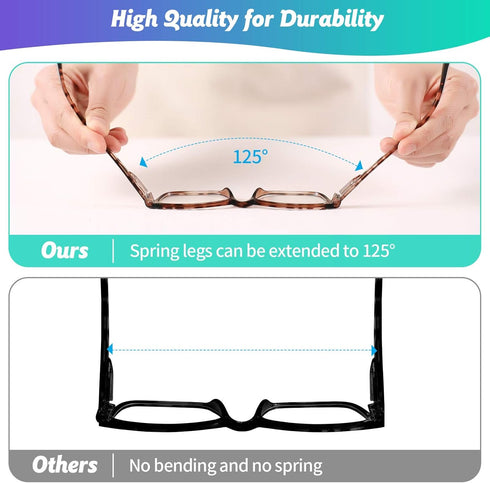 6-Pack Reading Glasses Blue Light Blocking for Women Men, Lightweight Anti Eyestrain/Glare Computer Readers with Spring Hinge(2.0)...