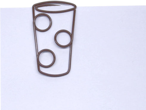 Soda or Iced Tea Cup Shaped Paper Clips Great for Paper Clip Collectors or Office Gift - Comes in Round Tin with Lid and Gift Box (100 Count Brown...