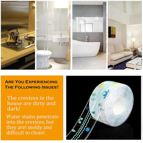 2Pack Bathroom And Kitchen Caulking Tape Sealer,Pvc Sealing Caulk For Sink,Tub Perimeter,Floor Wall Edges,Self Adhesive Decorative Caulking Strips...