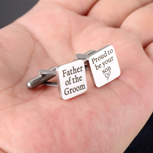 Father of The Groom Cufflinks, Father of The Groom Gift from Son for Wedding, Proud to be Your Son Cuff Links...