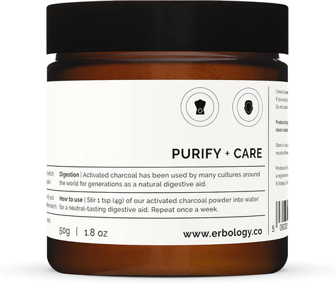 Erbology Activated Charcoal Powder 1.8 oz - Teeth Whitening - Add to Face Masks, Toothpaste and Body Wraps for Natural Exfoliation - Natural Diges...