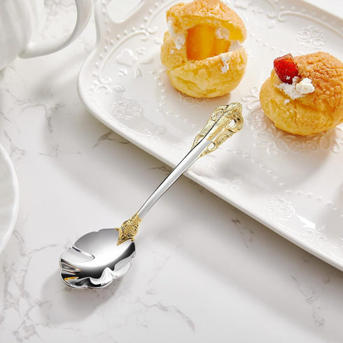 KEAWELL 6" Tea Spoons Set of 4, Coffee Espresso Demitasse Vintage Tea Spoon, 18/10 Stainless Steel, Gold Accent...