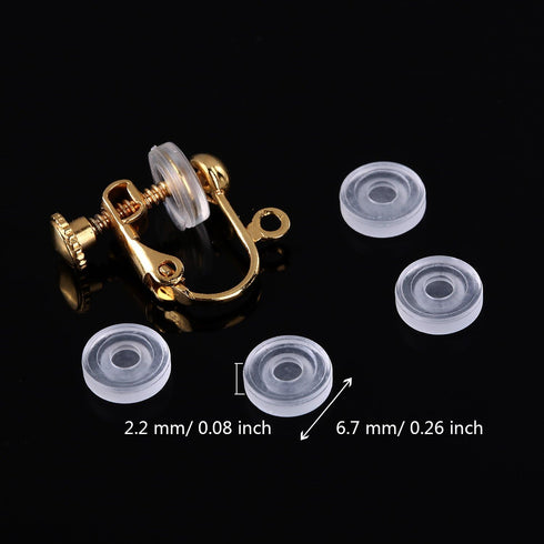 Maxdot 100 Pieces 4 Size Earring Pads Silicone Comfort Earring Cushions for Clips on Earrings, Clear...