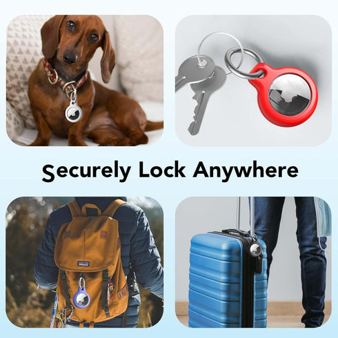 4 Pack Waterproof AirTag Holder Keychain,Air Tag Case with Anti-Lost Keyring,Hard TPU Air Tag Cases...