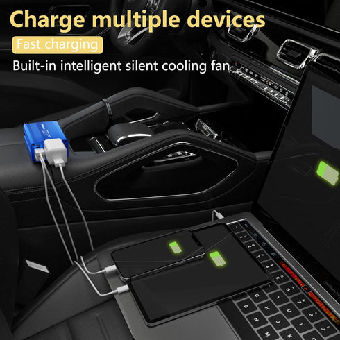 150W Car Power Inverter DC 12V to 110V AC Converter with 3.1A Dual USB Power inverters for Vehicles,Road Trip Essentials Camping Accessories Blue...