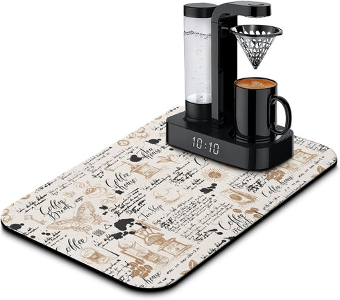 Coffee Mat 19inx12in,Coffee Bar Mat for Countertops,Absorbent Hide Stain Anti-Slip Coffee Bar Accessories Fit Under Coffee Machine Mat,dish drying...