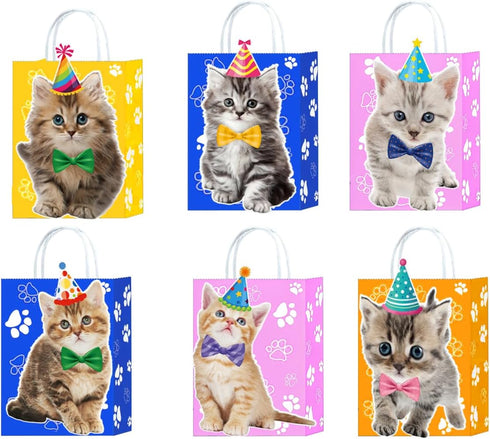 Cat Gift Bags Kitten Paper Goodie Candy Treat Bags for Kids Birthday Pet Adoption Cat Theme Party Decoration Supplies Favors Kitten Themed Goodie ...