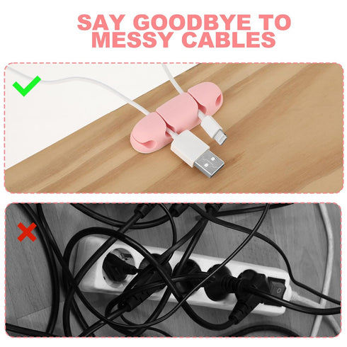 3PCS Cable Clips Cord Wire Organizer Electrical Cable Management Holders 4 Hole Silicone Cable Harness USB Charging Accessory Cute Cable Holder fo...