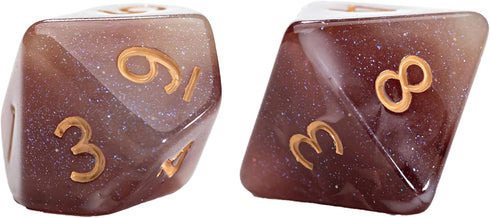 Gate Keeper Games and Dice: Aether Dice: Latte Dice - 7pc RPG Set, Brown & Cream Swirled w/ Holographic Glitter, 7 Resin Dice for Role Playing Gam...