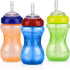 Nuby No-Spill Sippy Cup with Flex Straw - (3-Pack) 10-Ounce Bottles - Sippy Cups for Toddlers 12+ Months - Neutral Color Training Cups for Toddler...