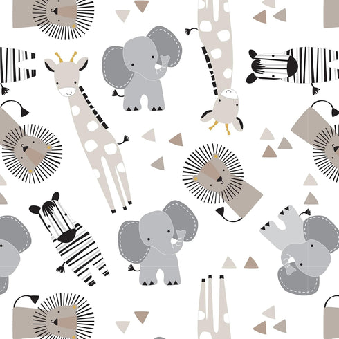 Lambs & Ivy Jungle Safari Cotton White/Gray Elephant/Lion Fitted Mini Crib Sheet...