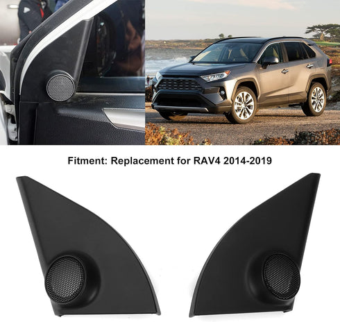 Qiilu Front Door Pillar Tweeter Cover, 2pcs Car Tweeter Speaker Cover Trim Black Modification Replacement for RAV4 2014?2019...