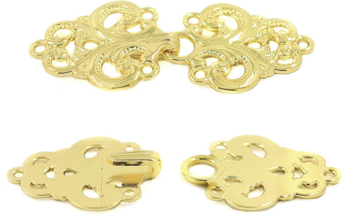 bezelry 4 Pairs Sturdy Swirl Flower Cape or Cloak Clasp Fasteners. 65mm x 28mm Fastened. Sew On Hooks and Eyes Cardigan Clip...
