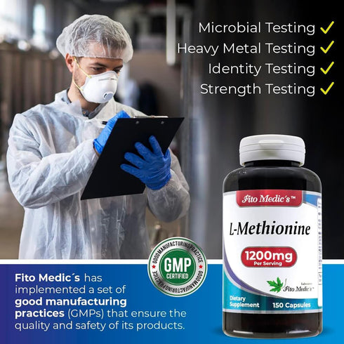 FITO MEDIC'S Lab - Methionine, L Methionine 1200mg | 150 Capsules, Antioxidant Promoter | Ultra high Absorption....