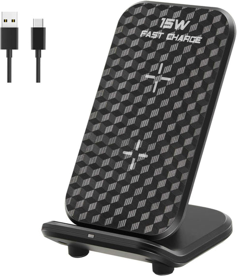 15W Fast Qi-Certified Wireless Charging Station Compatible with iPhone 15/15 Plus/15 Pro Max/14/13/12 /11Pro Max/XR/XS/X/8 Plus,Galaxy S23/S22/S21...