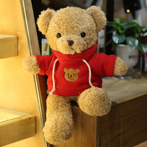 11.8 inches Teddy Bear Stuffed Animals Soft Plush Cute Teddy Bear with Hoodie Doll for Boys Girls (Red)...