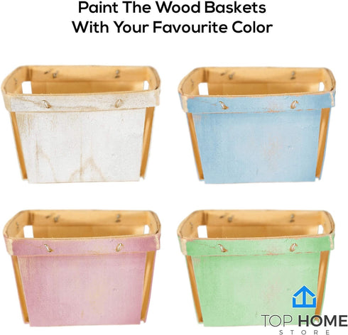 One Pint Wooden Berry Baskets (10 Pack) – For Fruit Picking, Arts, Crafts, and Decor; 4” Square Vented Wood Boxes...